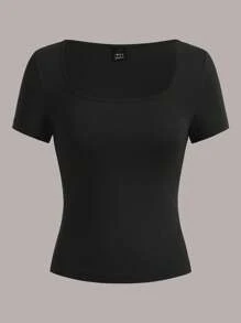 SHEIN EZwear 3 件女士短袖短款休闲修身 T 恤，适合夏季