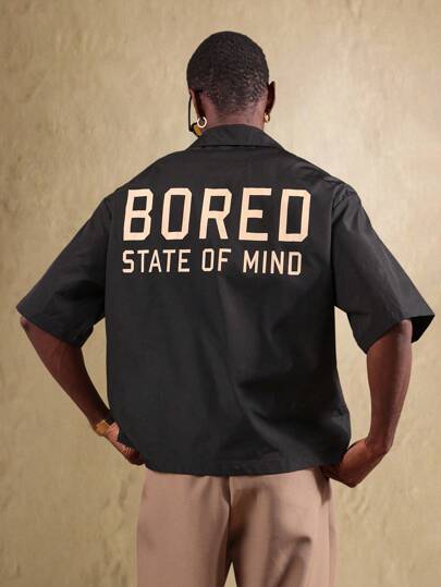 SUMWON 无聊状态纽扣衬衫超大街头休闲短袖简约风格纽扣衬衫