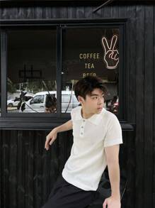 SHEIN Teen Boys' Casual Polo T-Shirt, Sports Streetwear Punk Rock College Style, Suitable For Everyday, Parties, Music Festivals, Spring/Summer