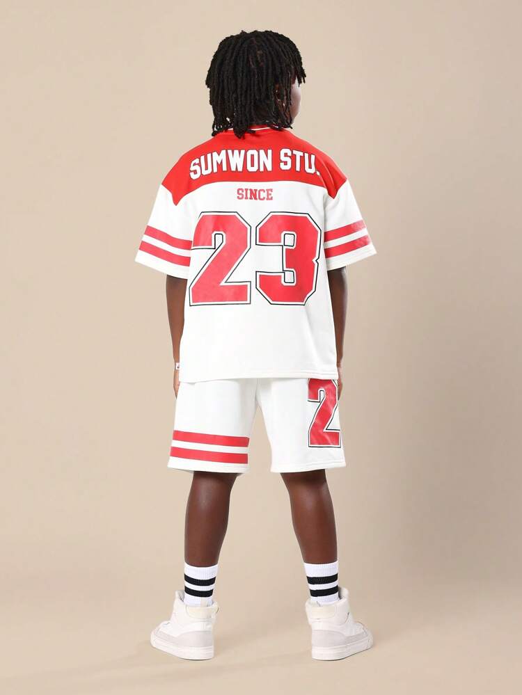 Retro Varsity Baseball Tee Shorts Co-Ord Set