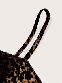 EMERY ROSE Casual Minimalist Full Print Leopard Pattern & Red Lip Asymmetrical Collar Plus Size T-Shirt, Spring And Autumn - Multicolor - View 5