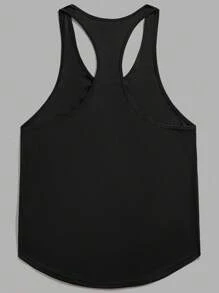 EASEVO Plus Size Men's Casual Black Printed Knit Tank Top, Suitable For Summer - Black - View 2