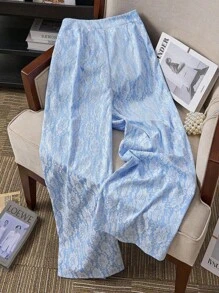 SHEIN Clasi Elegantes romantisches blaues Spitzenkleid aus Composite-Gewebe, entworfen für tägliche Fahrten, Dates, Einkaufen, Ausflüge und andere Anlässe, Frühling/Sommer - Blau - Übersicht 2