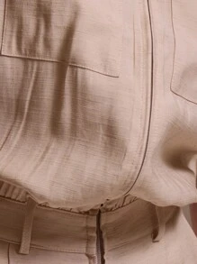 MUSERA Linen Zip Up Relaxed Jumpsuit Summer Ibiza Fits Holiday Vacation Sexy Beach Romantic Elegant Occasion Birthday Boho Rafia Fall Winter Party