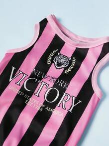 PETSIN 1 件宠物猫狗通用运动衫经典复古粉黑条纹印花时尚休闲舒适狗狗运动衫背心 - 彩色 - 查看 5