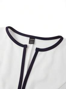 Ellevyn 女士优雅蕾丝拼布吊带背心连衣裙和开衫两件套，适合日常穿着和多种场合，秋季 - 藍白色 - 查看 9