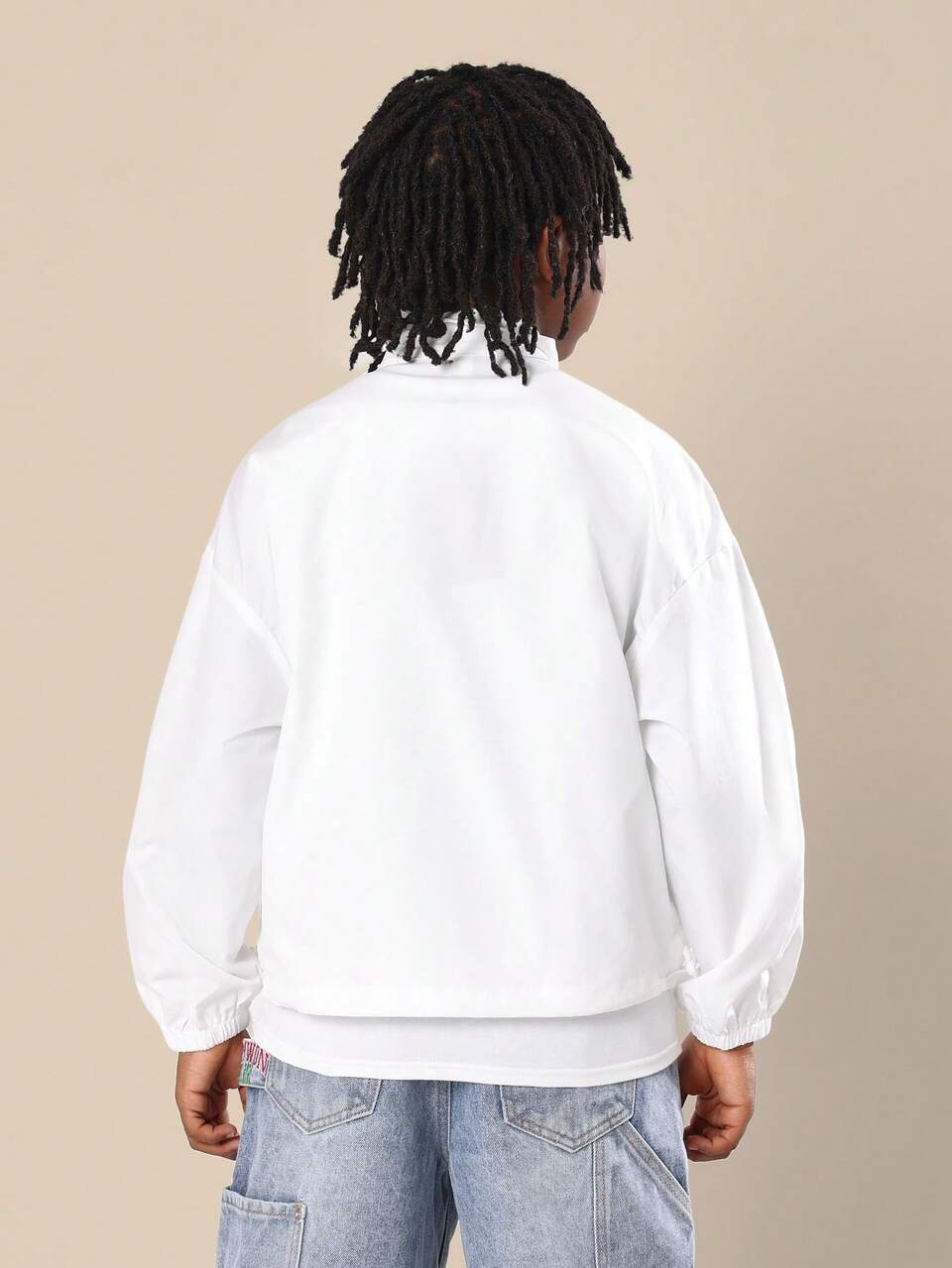 Veste de survêtement coupe-vent zippée intégrale style streetwear sportif avec logo imprimé