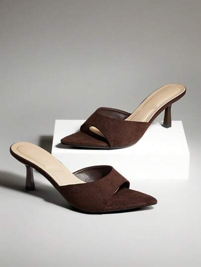 SHUZIA Women Comfortable Kitten Heel Pointy Toe Heel Sandals For Christmas Valentine's Day