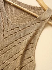 EMERY ROSE 女士夏季度假装钩针镂空侧开衩下摆无袖罩衫连衣裙