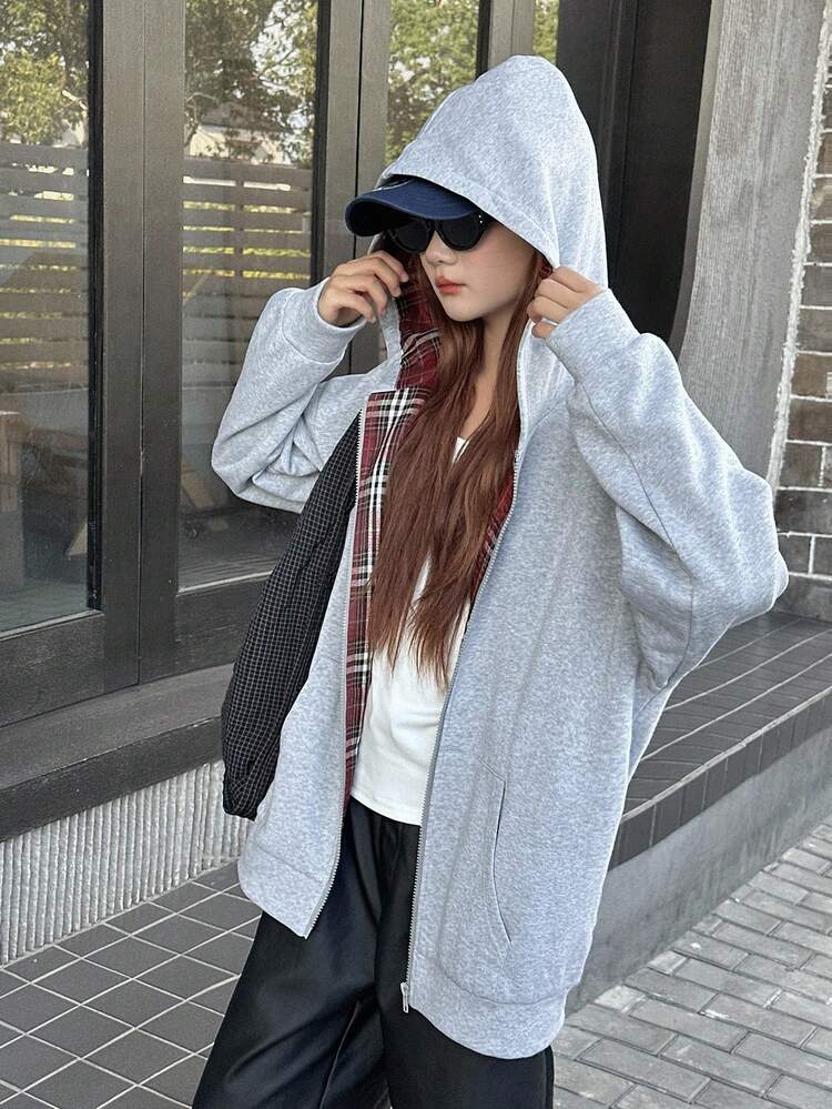 Teen GirlLoose Fit Plaid Patchwork Sweatshirt, Casual Loose Fit Plaid Design, Autumn Casual Style, Loose Fit Plaid, Autumn