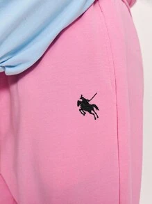 SHEIN Tween-Mädchen Lässige, bequeme Jogginghose mit mittlerer Taille und Stickerei - Altrosa - Übersicht 4