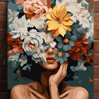 Kit de pintura acrílica DIY por número de óleo digital para adultos - Sin marco, diseño de pintura al óleo abstracta floral moderna, lienzo impreso a color sin arrugas, completo con pintura y pinceles, perfecto para manualidades de relajación para principiantes, ideal para decoración del hogar y regalos únicos
