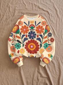 Travachic Women's Casual Printed Long Sleeve Crew Neck Sweatshirt, Suitable For Autumn/Winter - Multicolor - View 6