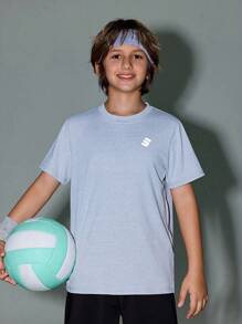 JNSQ Back To School Tween Boy Outdoor Professional Sports T-Shirt And Shorts Set, Children Elastic Waist Outdoor 3M Reflective Print Workmanship Professional Outdoor Sports T-Shirt And Shorts Set - Multicolor - View 6