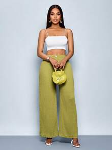 SOLERSUN Pantalon large élégant et pour femmes, en coloris unicolore, convenant pour les déplacements quotidiens - Jaune moutarde - Voir 3