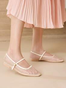 MOTF PREMIUM 万圣节季女士舒适简约百搭玛丽珍平底鞋 - 杏色 - 查看 2