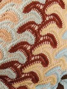 Musera Resort 图案露背系带三角比基尼上衣（仅限上衣）波西米亚风伊比沙岛可爱性感度假夏季沙滩泳装火辣肌肤钩针条纹春季 - 彩色 - 查看 6