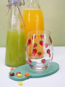 Joivida Cupă creativă rezistentă la căldură adorabilă din sticlă cu căpșuni – fără plumb pentru suc, whisky și lapte – potrivită pentru casă, birou și cafenea