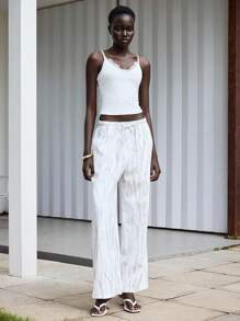 Lumivelle 女士休闲扎染印花裤（随机印花） - 白色 - 查看 7