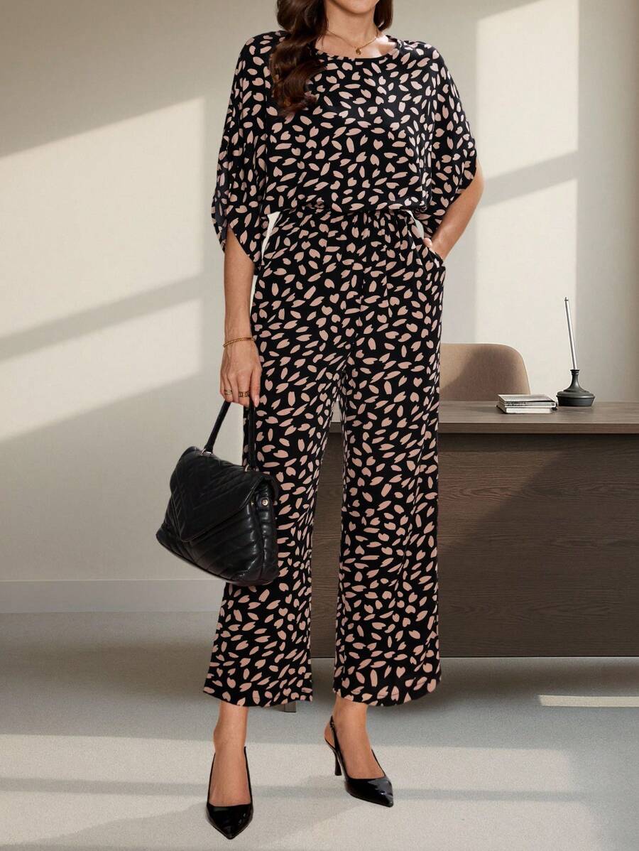 SHEIN Clasi 女式全印花高腰連身褲