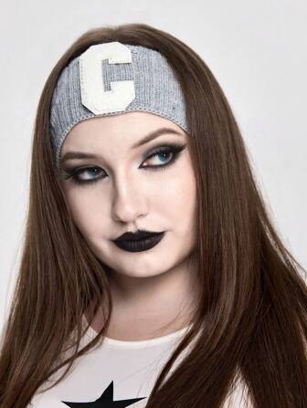 Grunge Punk 1pc Punk Style Distressed Headband With Minimalist English Letter Pattern, Casual Personal Style Accessory