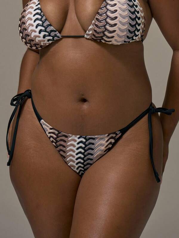 MUSERA Bottom de bikini con nudo lateral de estilo tejido a ganchillo para vacaciones, vacaciones, romántico, lindo, verano, sexy, curvas