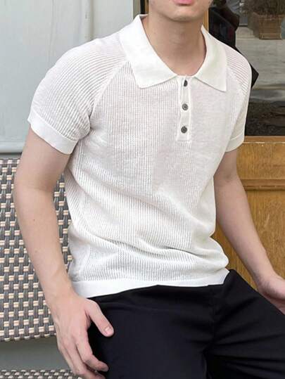 SHEIN Camiseta polo casual para adolescentes varones, ropa deportiva de estilo punk rock y universitario, adecuada para uso diario, fiestas, festivales de música, primavera/verano