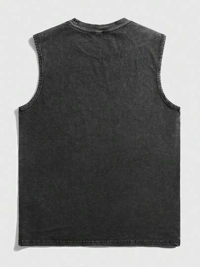 Goth Men's Floral Skull Print Casual Sleeveless Vest