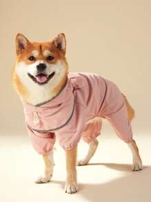 PETSIN 1 pieza Impermeable para mascotas, con forma de cerdo con capucha desmontable y Body completo a prueba de agua para perros - Multicolor - Ver 4