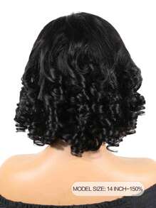 Pelucas de Bob, peluca de pelo humano, pelo corto recto, Peluches Lace 4 4x4, con flequillo, Pelo transparente suizo, Cabello humano real, Lazo frontal, con cabello de bebé, Color negro natural - Natural Black - Ver 4