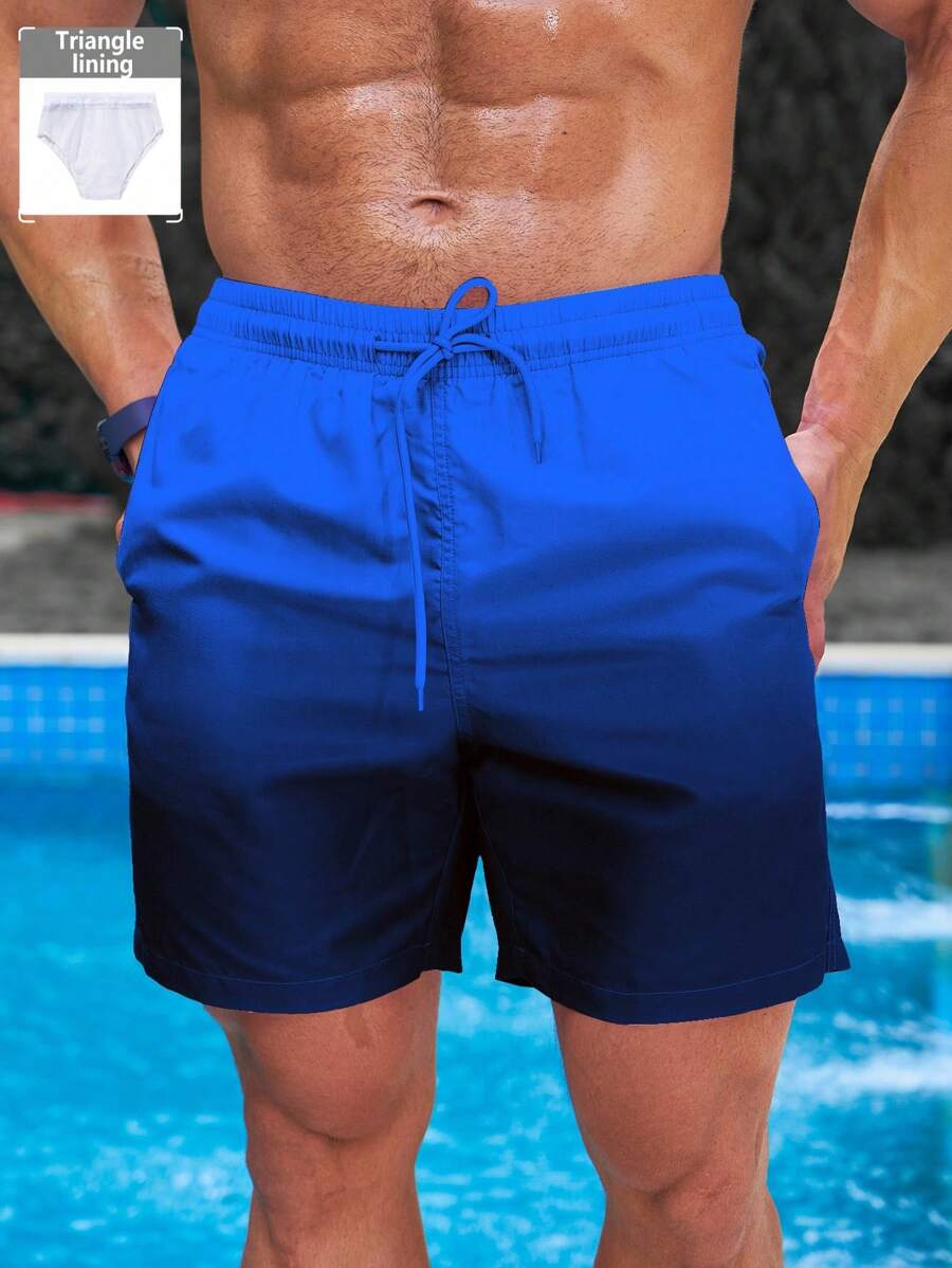 Palasendo Quần short đi biển màu ombre có dây rút eo xéo dành cho nam, Quần bơi mùa hè màu xanh cho nam Quần bơi màu xanh Quần bơi ombre dành cho nam Quần bơi ngắn - Nhiều màu - Xem 1