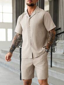 Manfinity Homme Men's Mature Vacation Casual Shirt Set And Shorts