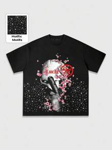 ROMWE MEN Street Life Men's Portrait Graphic Casual Round Neck Short Sleeve T-Shirt