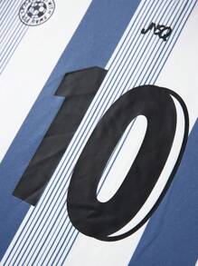 JNSQ 返校青少年男孩户外运动球衣 T 恤和短裤套装，儿童 V 领趣味字母和数字印花专业户外运动制服套装