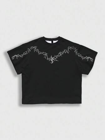 Street Life Camiseta de manga corta con estampado de espinas casual para hombre, verano