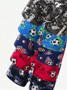 5pcs/Pack Teenage Boys' Minimalist Retro Cotton Colorful Football Graphic Soft Comfortable Boxer Briefs Boys Trunk Boys Soccer Underwear,Backto SchoolFashion Fall Winter