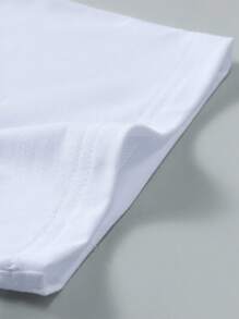 Manfinity Homme Men Solid Color Button Plain Half-Placket Short Sleeve Casual T-Shirt For Summer, For Going Out, For Friends - White - View 4