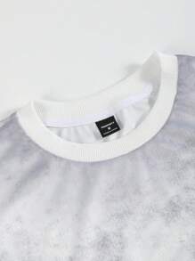 Manfinity Homme Camiseta de manga corta casual de hombre con estampado numérico y efecto tie-dye, para verano