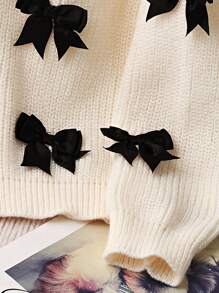 女童超大蝴蝶结白色开衫，柔软优雅，适合居家、外出、聚会、返校