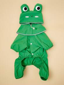 PETSIN 1pc Pet Frog Style Raincoat With Detachable Hood, 4-Leg Fully Covered Waterproof Doggy Rain Coat - Multicolor - View 4