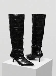 MOTF PREMIUM BOTAS DE CUELLO ALTO CRUZ DE PIEZA CROERNILE PERNERN DE ALTA ROSA - Negro - Ver 3