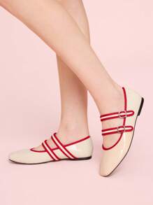 CUCCOO DOLLMOD Women's New Apricot Color Block Sweet & Mary Jane Flats - Apricot - View 5