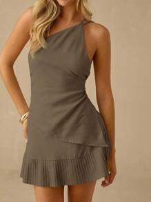 Enchnt Summer/Fall Romantic Women's Linen Asymmetrical Neck Cross-Tie Backless Sleeveless Top,Fashionable&Elegant&Sexy For Vacation&Date&Holiday&Party&Graduation&Wedding Guest&Beach,Summer For Women - Brown - View 6