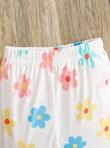 SHEIN 2pcs Baby Girl Casual Floral Print Collared Shirt And Matching Pants Set, Suitable For Spring/Autumn Daily Wear And Outings - Multicolor - View 7