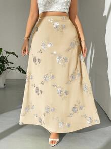 Firerie Damen Große Größen Lässiger, vielseitiger A-Linien Rock für den täglichen Gebrauch - Gelb - Übersicht 6