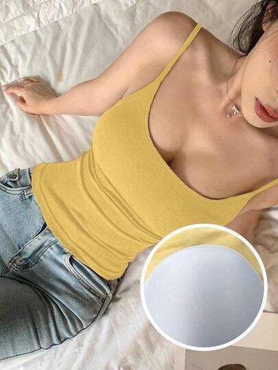 DAZY 女式简约纯色加垫吊带背心，修身版型，适合所有季节