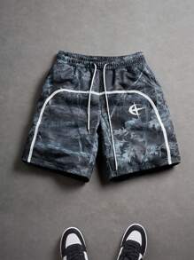 PAVTROS 男士夏季休闲树叶印花抽绳腰运动短裤 - 彩色 - 查看 3