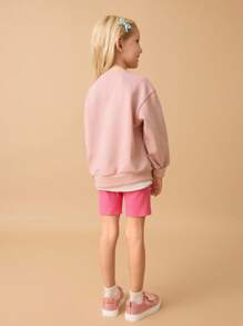 Maija Kids Maija Kids 2 件套女孩花卉图案 2 合 1 圆领运动衫和短裤套装，年轻女孩服装套装