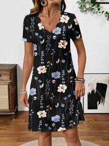 Breezaya 女式夏季度假蕾丝拼布扎染印花无袖连衣裙