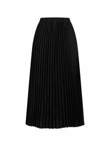 Ellevyn 优雅百搭单排扣花卉压花背心和百褶裙两件套，适合外出、下午茶、购物等场合秋季女装校服教师服办公室服装 - 黑色 - 查看 5